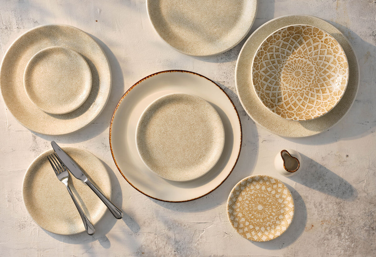 Utopia | Tableware | Ink Crackle Taupe Coupe Plate 25.25cm (10") | Bespoke77