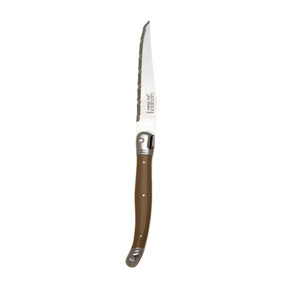 Utopia | Cutlery | Laguiole Taupe Handle Steak Knife Serrated 1.2mm Blade | Bespoke77
