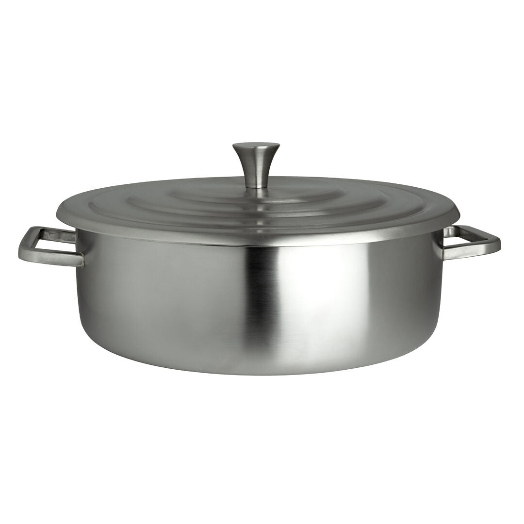 Homestyle Brushed Stainless Round Chafer 38.1 x 31.8 x 12.7cm 3.8ltr (15 x 12 1/2 x 5" 4qts)