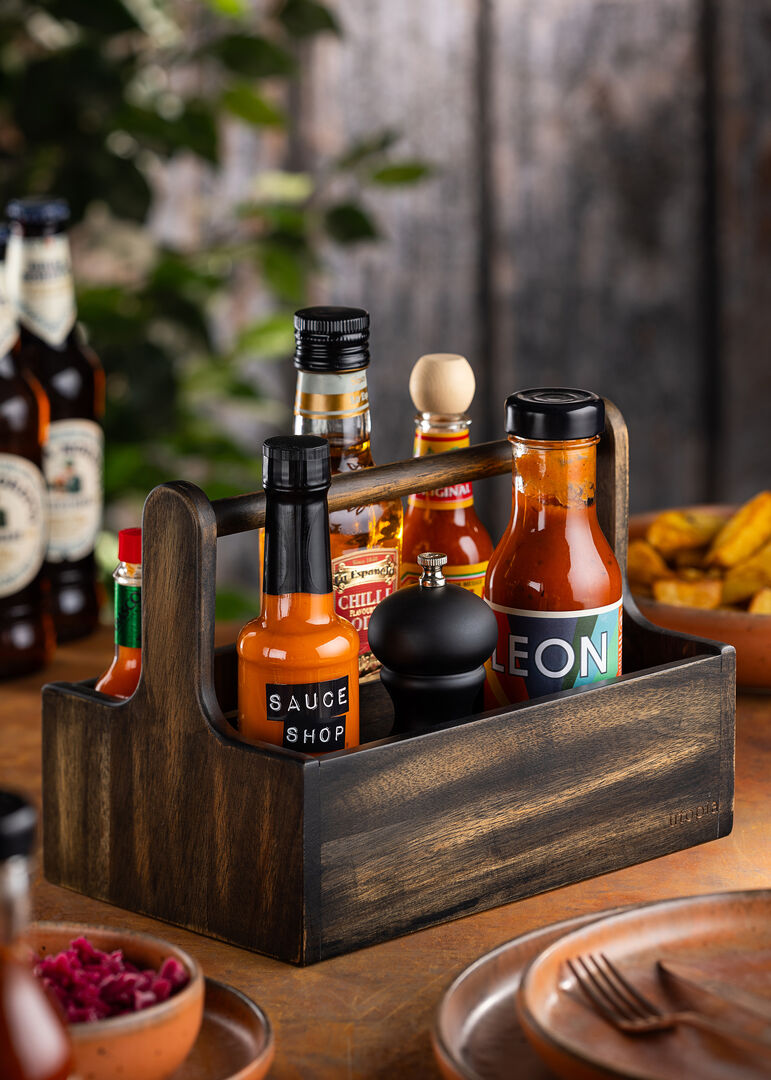 Large Black Wooden Table Caddy