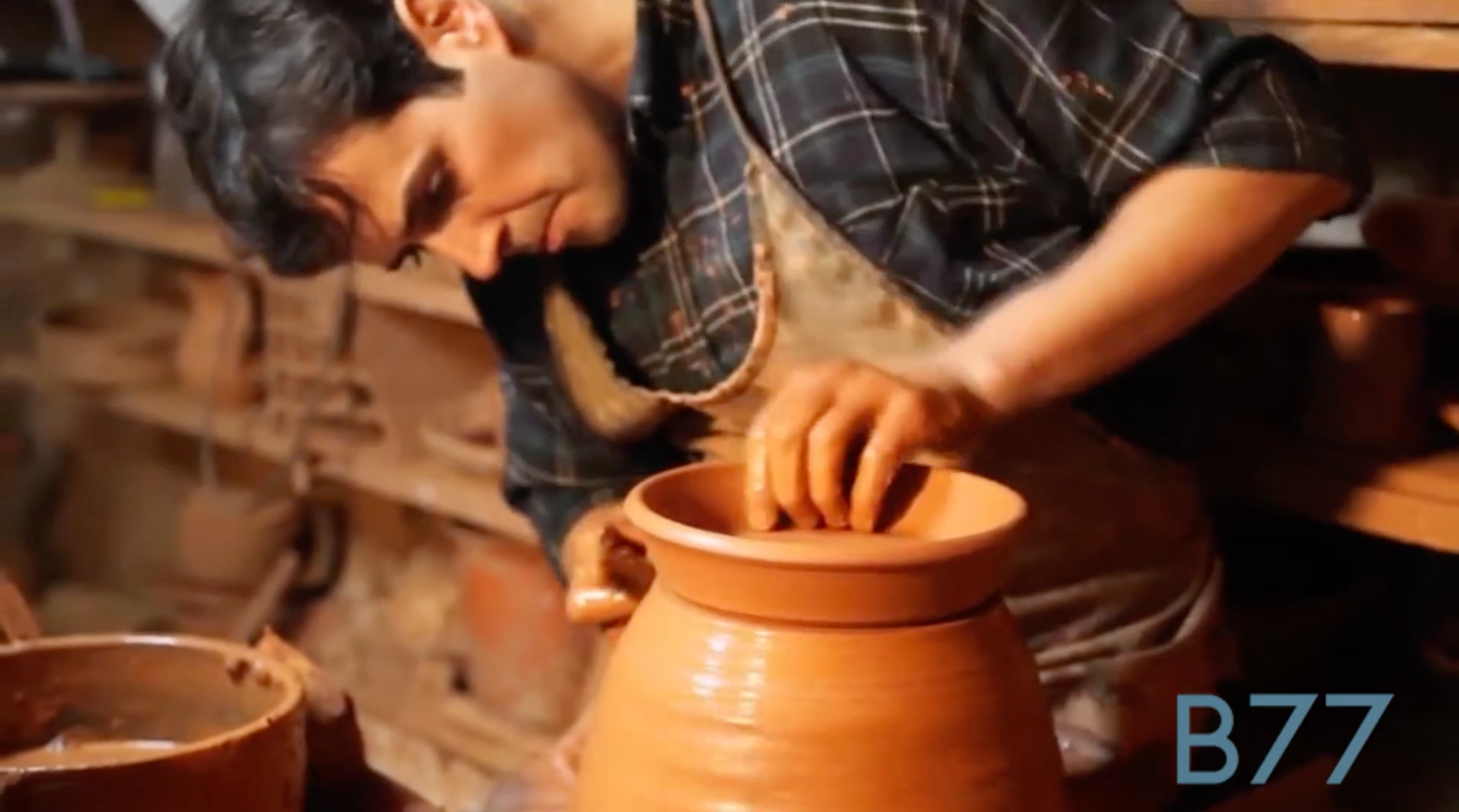 Load video: Hand crafted terracotta dishes being thrown glazed and baked the whole manufacturing of items from bespoke 77