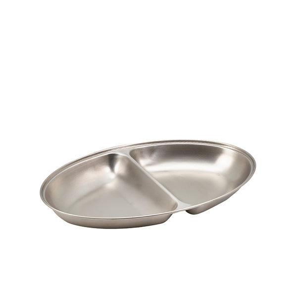 GenWare Stainless Steel Two Division Oval Vegetable Dish 35cm/14" - BESPOKE 77