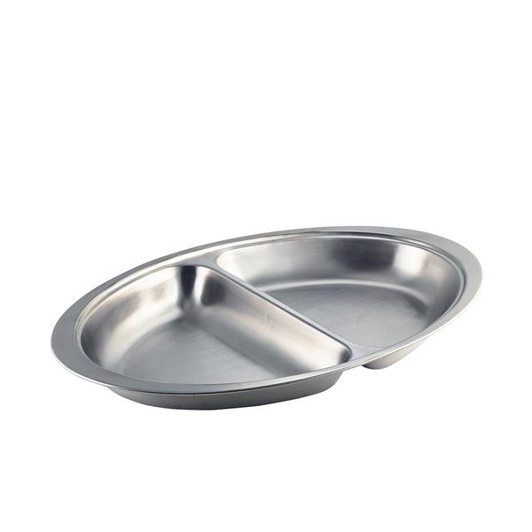 GenWare Stainless Steel Two Division Oval Banqueting Dish 50cm/20" - BESPOKE 77