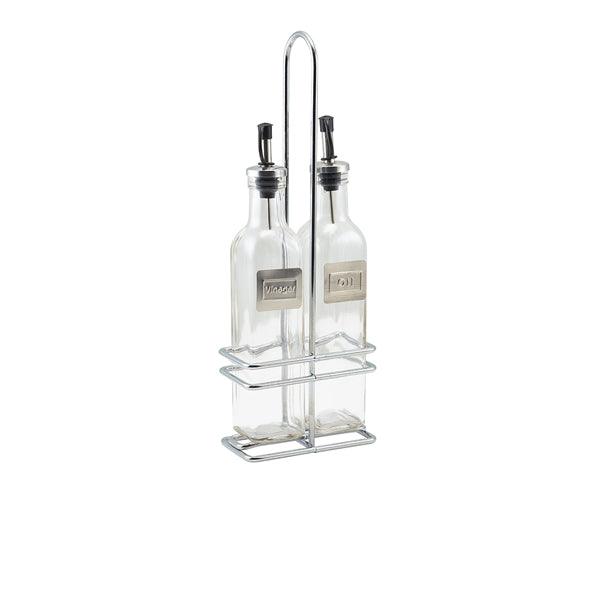 Square Glass Oil & Vinegar With Chrome Stand - BESPOKE 77