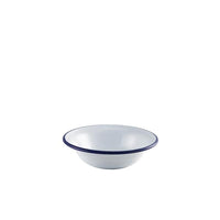 Enamel Bowl White with Blue Rim 16cm/6.25" - BESPOKE 77