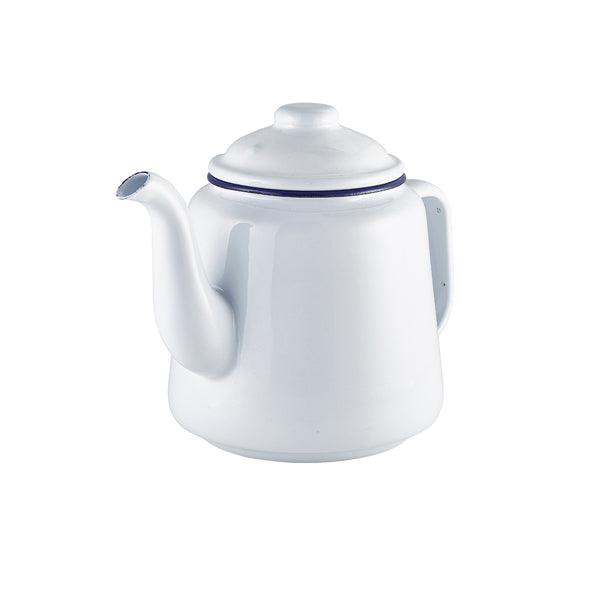 Enamel Teapot White with Blue Rim 1L - BESPOKE 77