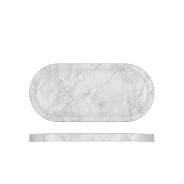 White Marble Agra Melamine Oval Tray 32 x 15cm - BESPOKE 77