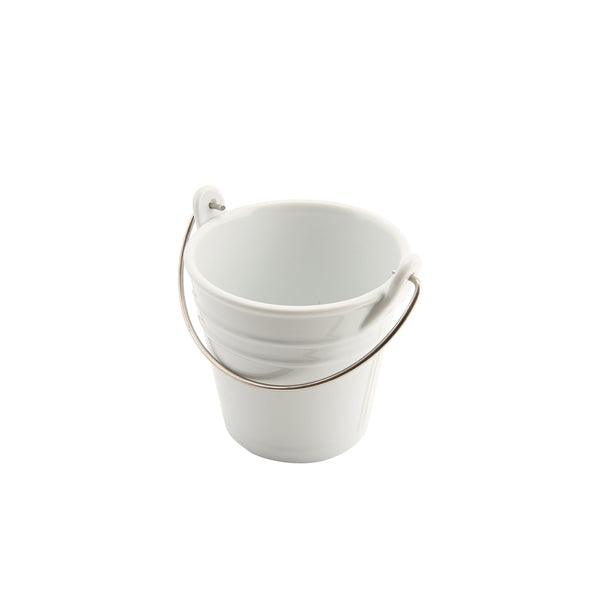 Genware Ceramic Bucket W/ St/St Handle 11cm Dia - BESPOKE 77