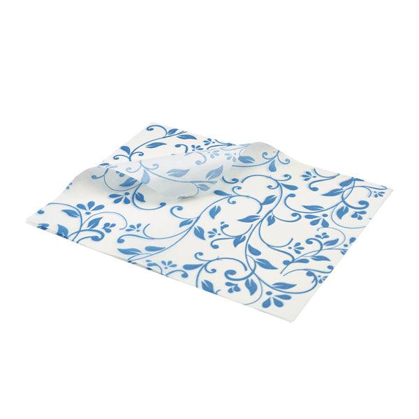 Greaseproof Paper Blue Floral Print 25 x 20cm - BESPOKE 77