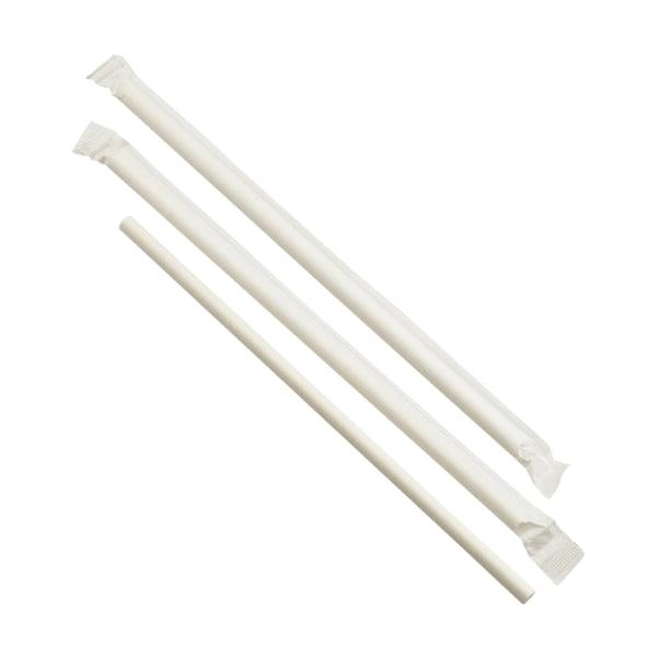 Paper Straws Wrapped White 20cm (500pcs) - BESPOKE 77