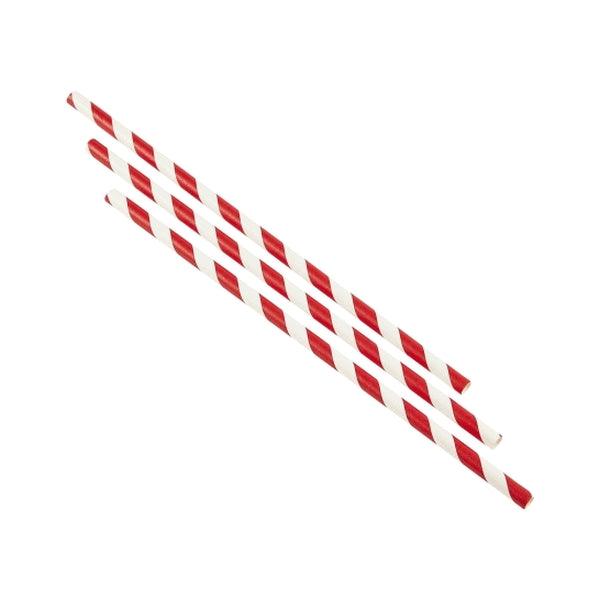 Paper Straws Red and White Stripes 23cm (250pcs) - BESPOKE 77