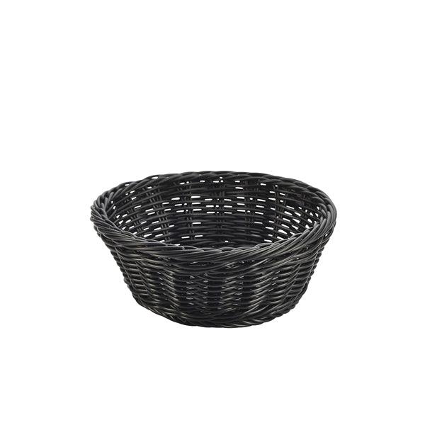 Black Round Polywicker Basket 21Dia x 8cm - BESPOKE 77