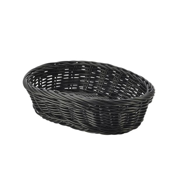 Black Oval Polywicker Basket 22.5 x 15.5 x 6.5cm - BESPOKE 77