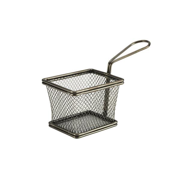 Black Serving Fry Basket Rectangular 10 x 8 x 7.5cm - BESPOKE 77