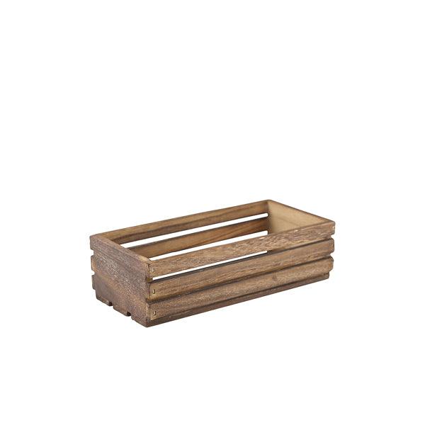 Genware Dark Rustic Wooden Crate 25 x 12 x 7.5cm - BESPOKE 77