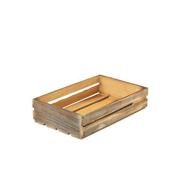 Genware Dark Rustic Wooden Crate 35 x 23 x 8cm - BESPOKE 77