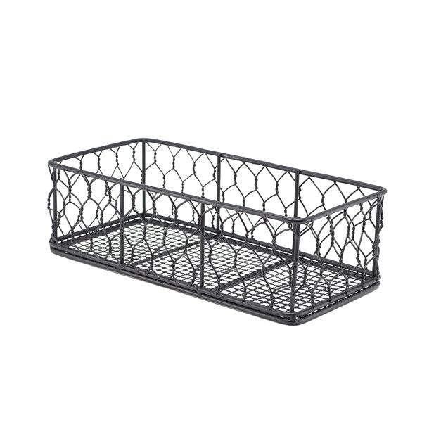 GenWare Rectangular Black Wire Basket 25 x 12 x 7.5cm - BESPOKE 77
