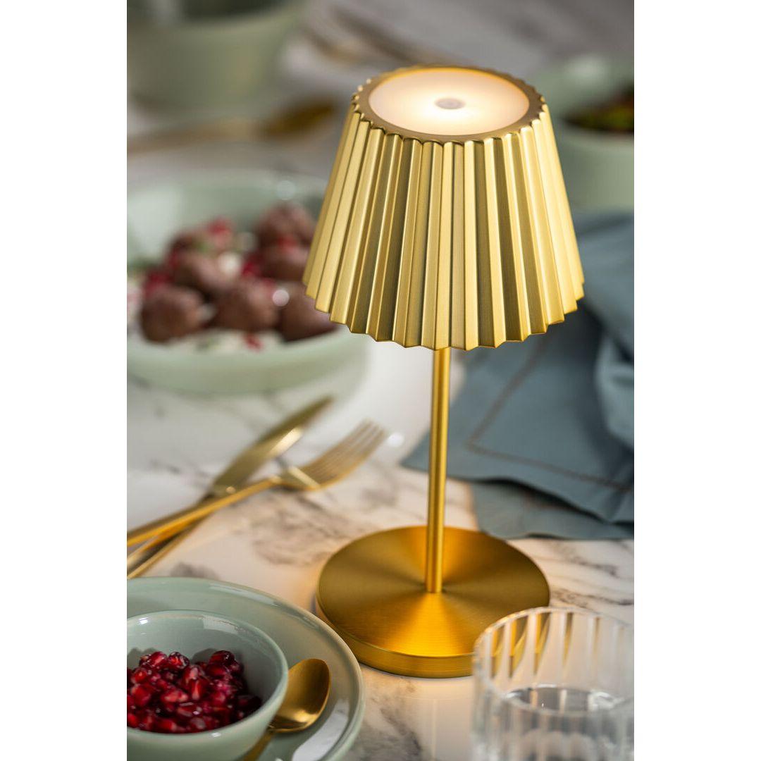 Dominica LED Cordless Lamp 26cm - Brushed Gold - BESPOKE77