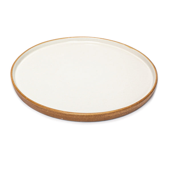 Matte White With Rye Edge Large Flat Stoneware Plate 30cm Dia