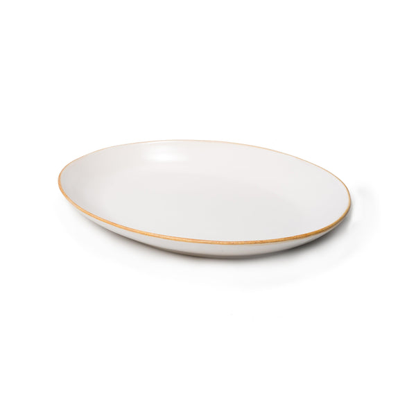 Matte White With Rye Edge Oval Shallow Plate - BESPOKE77