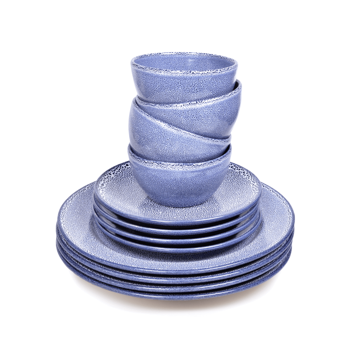 Premium Sapphire Blue Speckled 12 Piece Dinnerware Set - BESPOKE77