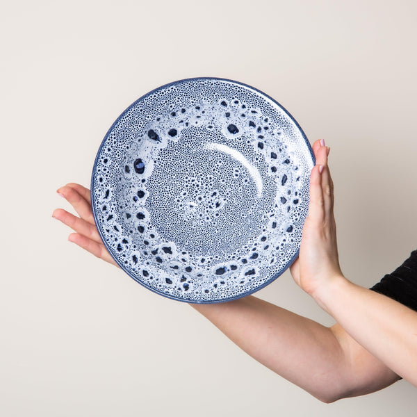 Speckled Sapphire Blue Stoneware 26cm Pasta Bowl With Rim - BESPOKE77
