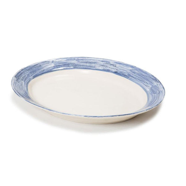 Washed Sapphire Blue Edge Large Oval Plate - BESPOKE77