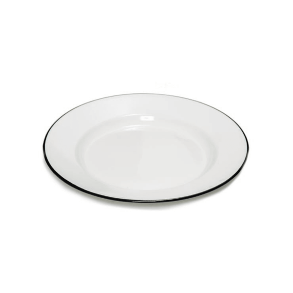 27cm Cream Enamel Plate with Black Trim - BESPOKE77