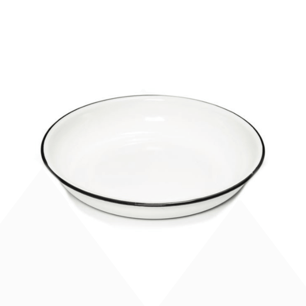 23cm Cream Enamel Plate with Black Rim - BESPOKE77
