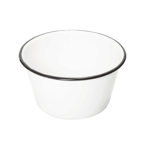 13cm Cream Enamel Bowl With Black Trim - BESPOKE77