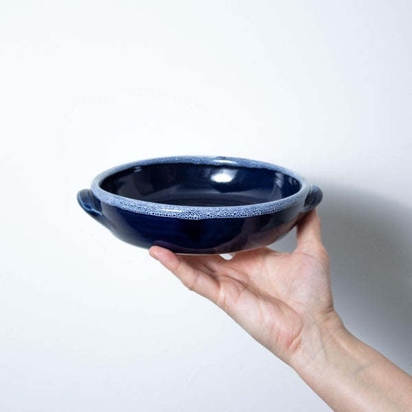 Deep Ocean Blue with Sapphire Blue Speckled Rim 18cm Stoneware Ear Bowl - BESPOKE77
