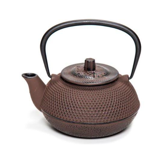 Cast Iron Japanese Style Traditional Brown Round Teapot 0.7ltr - BESPOKE77