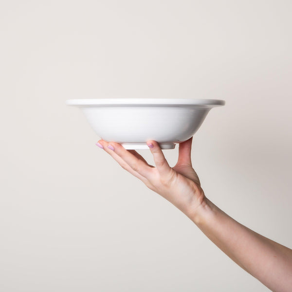 White Stoneware with Coloured Rim 24.5cm Pasta Bowl - BESPOKE77