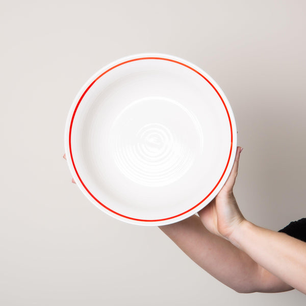 White Stoneware with Coloured Rim 27cm Large Pasta Bowl - BESPOKE77