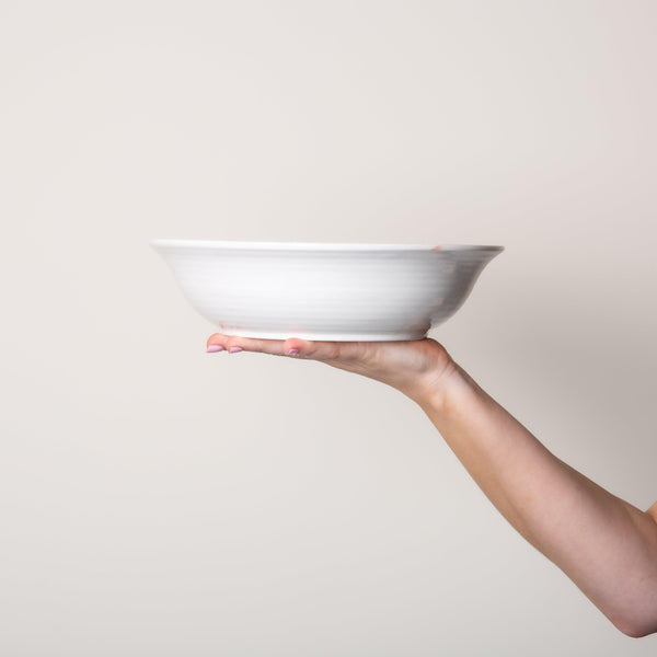 White Stoneware with Coloured Rim 27cm Large Pasta Bowl - BESPOKE77