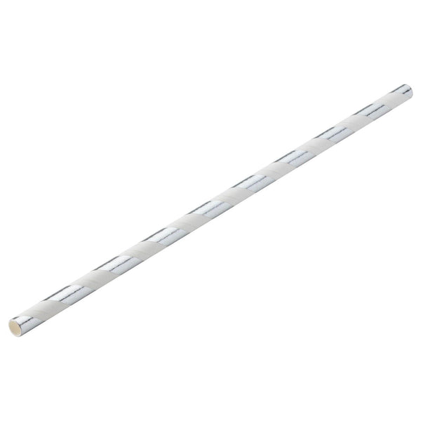 Paper Silver Stripe Straw 8" (20cm) - BESPOKE77