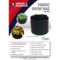 Spear and Jackson - 26 Litre Grow Bag, Re-useable, Breathable fabric, speeds up growing time