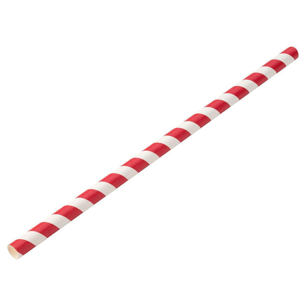 Paper Jumbo Red Stripe Straw 9" (23cm) 8mm Bore - BESPOKE77