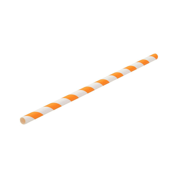 Paper Orange/White Stripe Straw 8" (20cm) - BESPOKE77