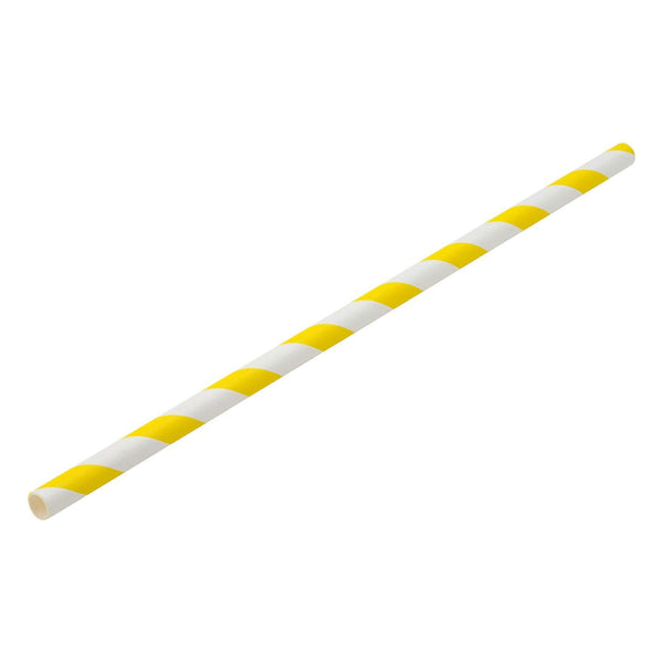 Paper Yellow/White Stripe Straw 8" (20cm) - BESPOKE77