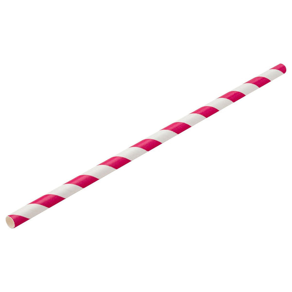 Paper Pink/White Stripe Straw 8" (20cm) - BESPOKE77