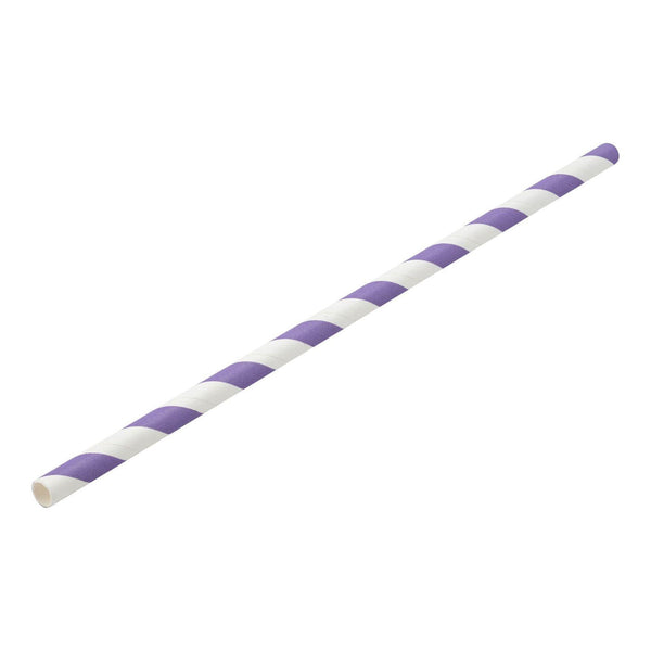 Paper Lilac/White Stripe Straw 8" (20cm) - BESPOKE77