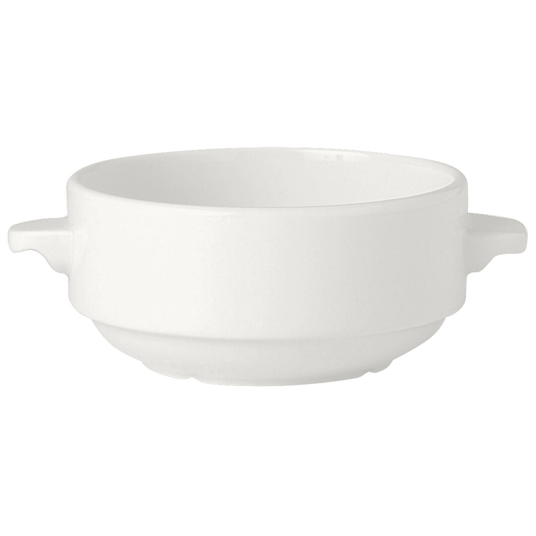 Utopia | Tableware | Simplicity White Lugged Stacking Soup Cup 28.5cl (10oz) | Bespoke77