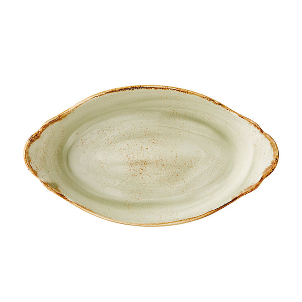 Utopia | Tableware | Craft Green Oval No4 Eared Dish 34 x 19cm (13 3/8 x 7 1/2") | Bespoke77