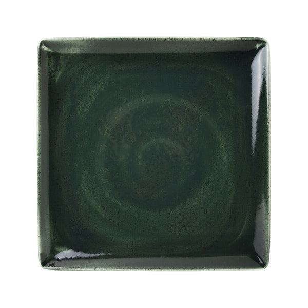Utopia | Tableware | Vesuvius Burnt Emerald Square One 27 x 27cm (10 5/8 x 10 5/8") | Bespoke77