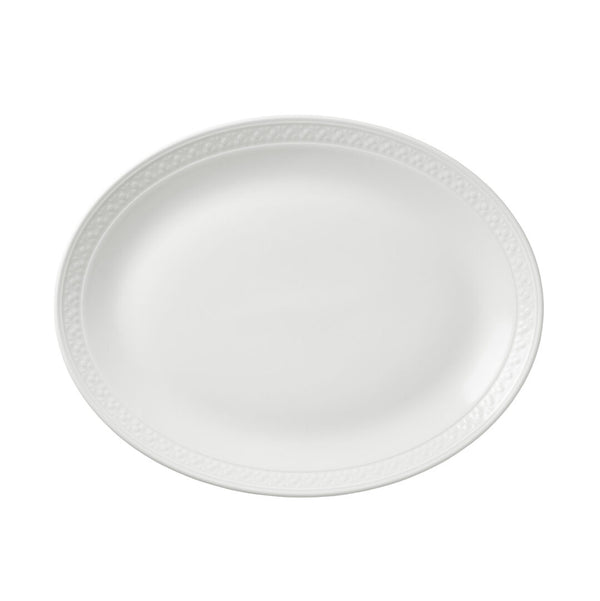 Utopia | Tableware | Bead Accent Oval Coupe Plate 34.25cm (13 1/2") | Bespoke77