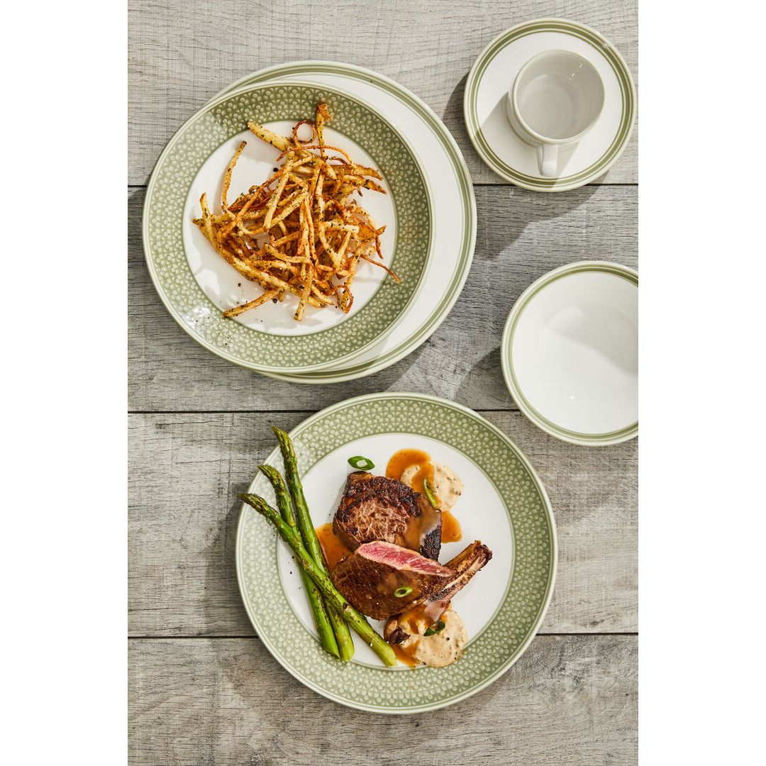 Utopia | Tableware | Bead Sage Accent Coupe Bowl 25.25cm 120.25cl (10" 42 3/10oz) | Bespoke77
