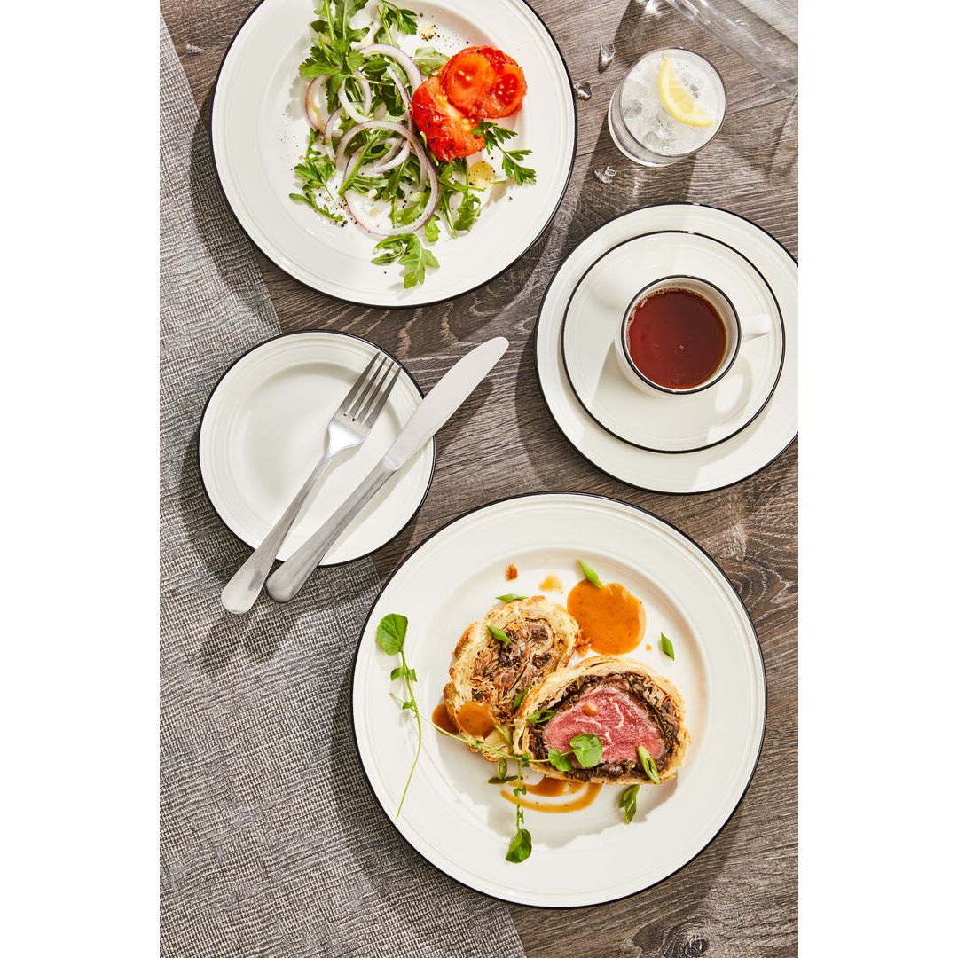 Utopia | Tableware | Bead Black Band Accent Coupe Plate 28.5cm (11 1/4") | Bespoke77