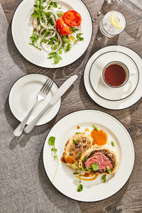 Utopia | Tableware | Bead Black Band Accent Coupe Plate 28.5cm (11 1/4") | Bespoke77