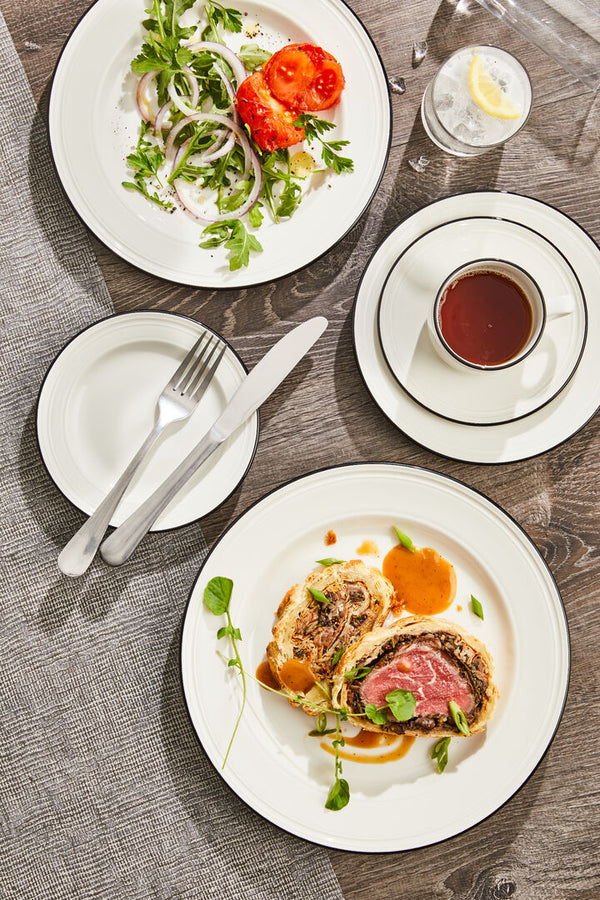 Utopia | Tableware | Bead Black Band Accent Coupe Plate 28.5cm (11 1/4") | Bespoke77